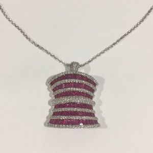 14k White Gold Diamond 💎 & Ruby Pendant 0.72ct